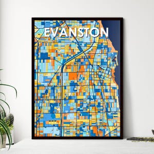 Kunst Karte von Evanston, Illinois - Einzigartiges personalisierbares Poster für Wohnkultur | Denkwürdige Geschenke!