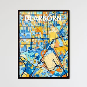 Dearborn, MI Art Map Print: Unique Colorful Wall Decor