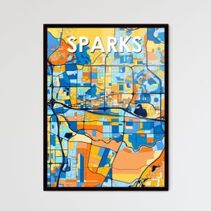 Poster de carte artistique SPARKS NEVADA - Décoration murale vibrante pour des cadeaux uniques | Superbe décoration d'intérieur !