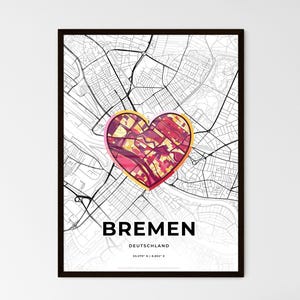 BREMEN ALEMANIA – Mapa donde todo empezó - Elija uno de los tres estilos - Impresión de póster personalizable, regalo personalizado