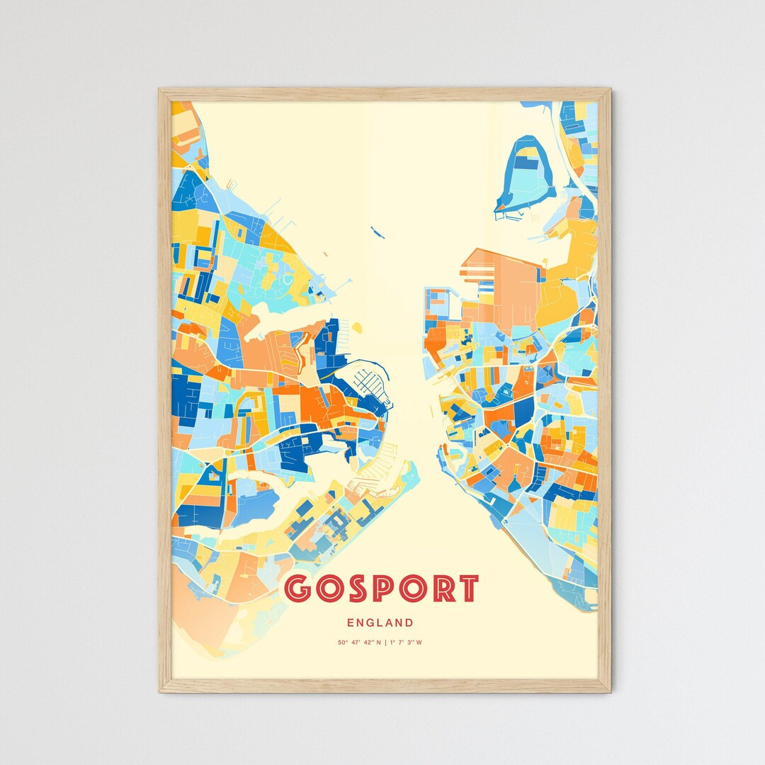 Gosport England Coastal Colors Art Map Gosport England City Map ...