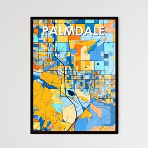 Affiche de carte artistique de Palmdale, Californie – Décoration murale unique | Cadeau personnalisable parfait pour n'importe quel espace !