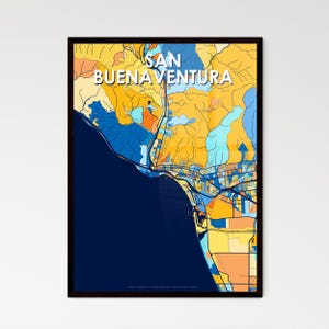 San Buenaventura California Kunst Karte Poster - Einzigartiges Wand Dekor Geschenk für Zuhause, Büro | Besondere Anlässe!