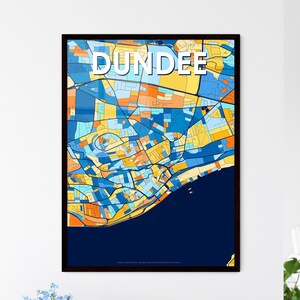 Carte artistique de Dundee, Écosse : affiche de décoration murale | Design d'intérieur unique !