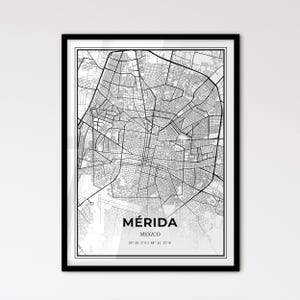 Mérida Mexiko - Stadtplan im skandinavischen Stil für die moderne Dekoration - schwarz-weiß Poster