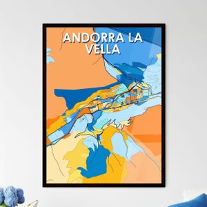 Andorra La Vella lebendige Kunst Karte Poster - einzigartiges Wohndekor | Personalisierbares Geschenk für jeden Raum!