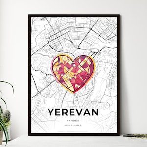 Mapa de Ereván, Armenia: elija uno de los tres estilos: póster personalizable, regalo personalizado