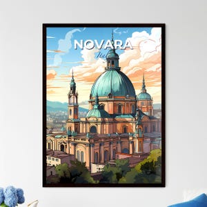 Novara, Italia, un edificio con cúpula y torres – Travel Skylines Collection / Personalizable