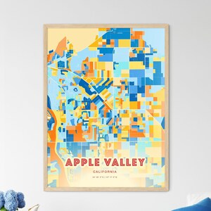 Apple Valley, Californië kustkleuren kunstkaart, Apple Valley, VS tweekleurige creatieve woonplaats stad poster, ook als digitale download