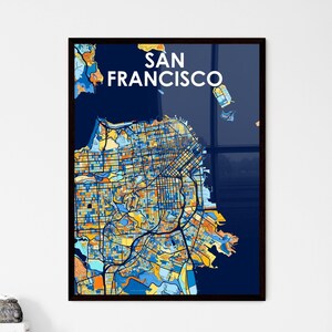 Splendido poster con la mappa artistica di San Francisco: decorazione da parete unica e regalo perfetto per qualsiasi arredamento!