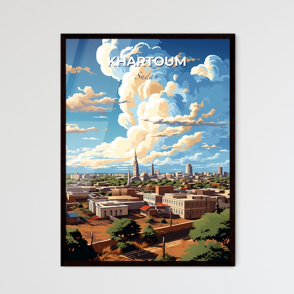 A Poster of Khartoum Sudan Skyline - A City With Trees And Buildings  - Customizable Travel Gift, Travel Art