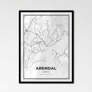 Arendal Norvège - Plan de la ville de style scandinave pour une décoration intérieure moderne