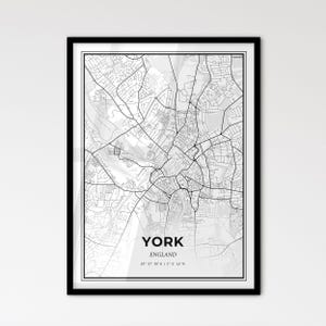 York, Angleterre - Plan de la ville de style scandinave pour une décoration intérieure moderne