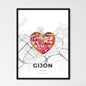 GIJÓN ESPAÑA – Mapa donde todo empezó - Elige uno de los tres estilos - Póster personalizable, regalo personalizado
