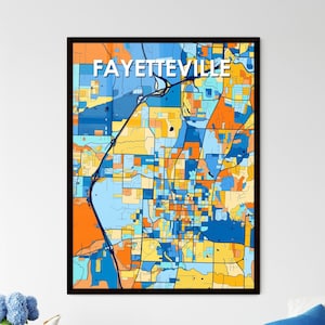 Affiche de carte artistique Fayetteville Arkansas - Impression personnalisée éclatante pour une décoration d'intérieur unique | Idée cadeau bien pensée