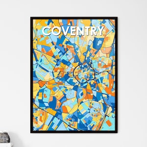 Custom Coventry England Art Map Poster - Vibrant Colorful Decor for Unique Gifts | Stunning Home Interiors | Personalize Now!