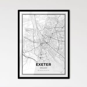 Exeter England - Stadt Karte im skandinavischen Stil für das moderne Wohndekor