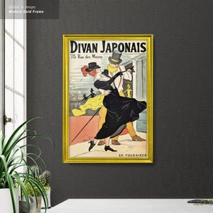 Divan Japonais - plakat w stylu Art Nouveau przedstawiający parę w teatralnej scenerii. Zainspirowany reklamą vintage. Oprawiony plakat i płótno.