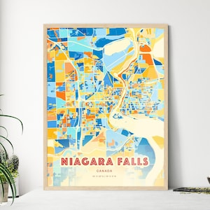 Niagara Falls Wall Art - Bright City Map Print