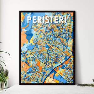 PERISTERI GRIECHENLAND Kunst Karte Poster - Lebendiges Wanddekor | Einzigartiges Geschenk für Home Interior Design | Personalisierung