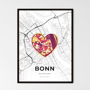 BONN ALEMANIA – Mapa de donde todo empezó - Elija uno de los tres estilos - Impresión de póster personalizable, regalo personalizado