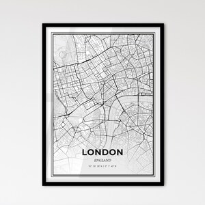 Londres Angleterre - Plan de la ville de style scandinave pour une décoration intérieure moderne