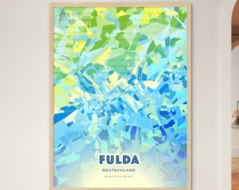 FULDA GERMANY bluish art map - custom poster