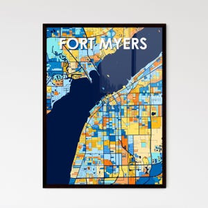 Fort Myers, Florida Art Map Poster - Prachtig levendig muurdecor - Uniek gepersonaliseerd cadeau voor elke gelegenheid!