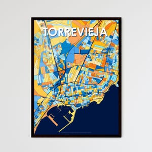 Poster de carte artistique de Torrevieja, Espagne - Décoration murale unique pour la maison, cadeau personnalisable parfait pour toute occasion !