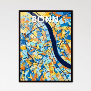 Bonn Bonn Deutschland Kunst Map Poster - Lebendige | Einzigartige Wanddekoration für persönliche Geschenke oder atemberaubendes Home Interior Design