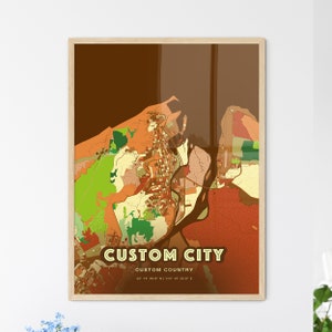 Carte de la ville de FERME personnalisée, affiche créative bicolore de la ville natale de la ville