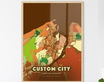 Custom City Map Print: Two-Toned Farmhouse Hometown Poster