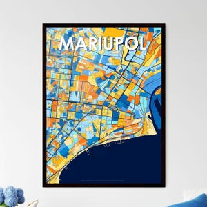 Carte artistique vibrante de Marioupol, Ukraine - Poster unique pour une superbe décoration d'intérieur | Cadeaux attentionnés