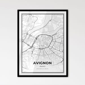 Avignon Frankreich - Stadtplan im Skandinavischen Stil für das moderne Wohndekor - schwarz-weiß Poster