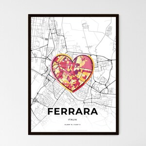 FERRARA ITALIE - Carte du lieu où tout a commencé - Choisissez l'un des trois styles proposés - Poster personnalisable, cadeau personnalisé