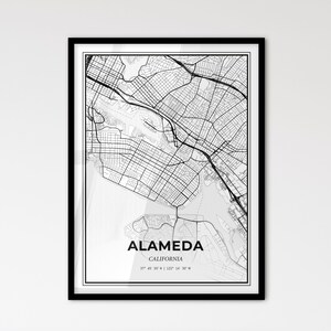 Alameda, California: Mapa de la ciudad de estilo escandinavo para una decoración moderna del hogar