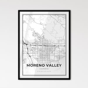 Moreno Valley, Californië: stadsplattegrond in Scandinavische stijl voor modern interieur