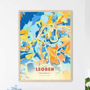 Leoben Österreich Küstenfarben Kunst Karte Leoben Österreich Stadtplan - individueller Posterdruck oder digitaler Download