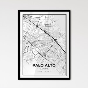 Palo Alto Kalifornien - Stadtplan im skandinavischen Stil für das moderne Wohndekor