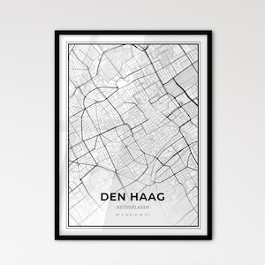 Den Haag Niederlande - Stadtplan im Skandinavischen Stil für das moderne Wohndekor - schwarz und weiß Poster