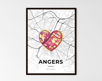 Angers France Map - Choose Your Style Standard Vintage