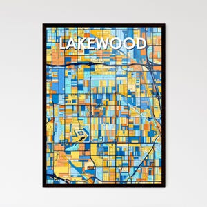 Lakewood CA, Lakewood Art, Colorful Map, Custom Poster, Unique Wall Decor, Personalized Gift, Vibrant Home Print