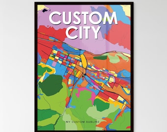 Custom VIBRANT CRAZY COLORFUL City Map Poster - Design your own map poster now!