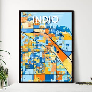 Poster kunstkaart INDIO CALIFORNI - levendige muurdecoratie | Uniek cadeau voor thuis, personaliseerbare touch voor elke ruimte!