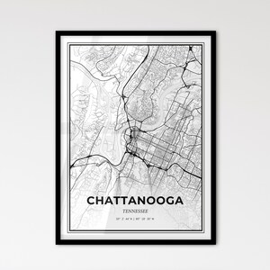 Chattanooga Tennessee - Stadtplan im skandinavischen Stil für das moderne Wohndekor