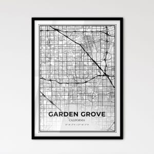 Garden Grove Kalifornien - Stadtplan im skandinavischen Stil für das moderne Wohndekor