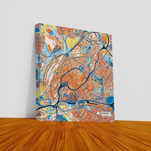 Strasbourg France Canvas Print – Colorful City Map | Unframed or Framed (Wood, Black, Gold)