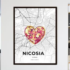 NICOSIE CHYPRE - Carte du lieu où tout a commencé - Choisissez l'un des trois styles proposés - Poster personnalisable, cadeau personnalisé