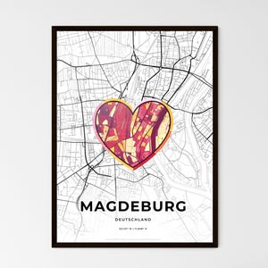 MAGDEBURGO ALEMANIA – Mapa donde todo empezó - Elija uno de los tres estilos - Impresión de póster personalizable, regalo personalizado