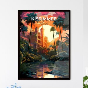 Kissimmee, Florida, un edificio circondato da palme – Collezione Travel Skylines / Personalizzabile